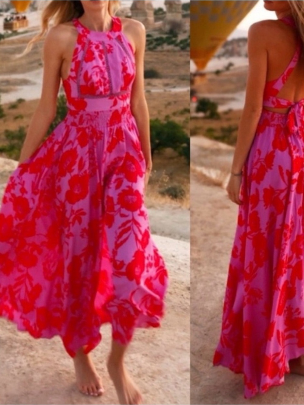 Anthropologie Abel the Label Charlotte maxi dress, purple and red